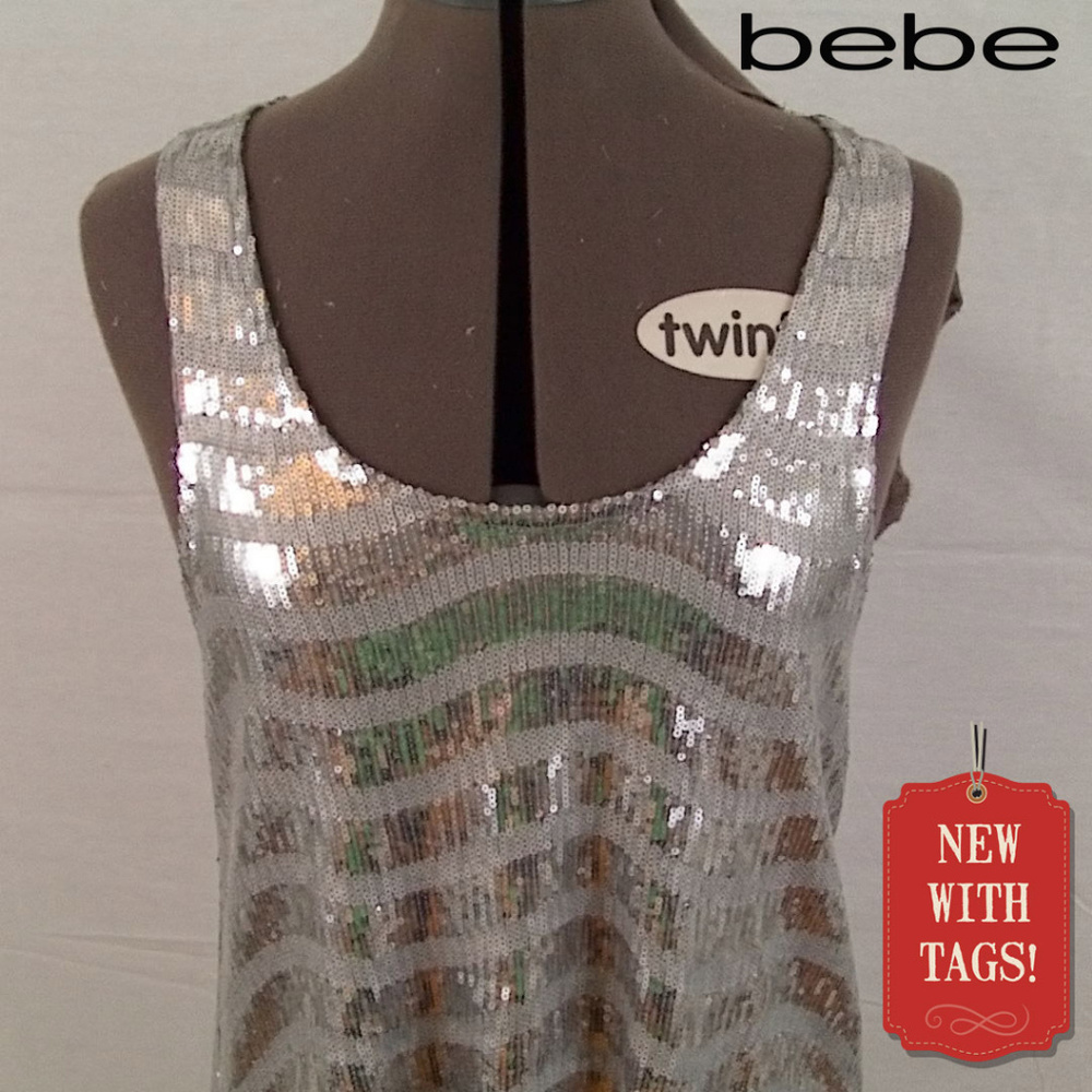 NWT bebe silver sequined shirt